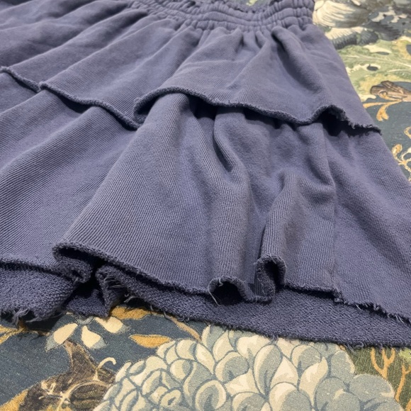 Aerie Weekend Ruffle Mini Skirt Sz Small Tiered Blue Raw Edges Small Comfy Cozy - Picture 3 of 6